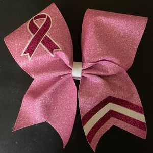 Varsity Awareness Cheer Bow/ Breast cancer cheerleading hair bow